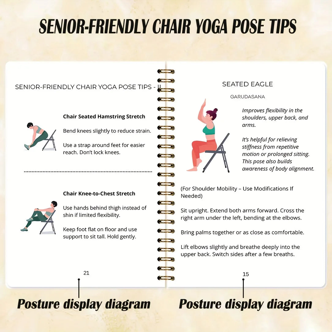 28-Day Chair Yoga Weight Loss Plan&Log – 32 Sheets/64 Pages Illustrated Guide with Daily Exercises Diet Tips & Progress Tracking