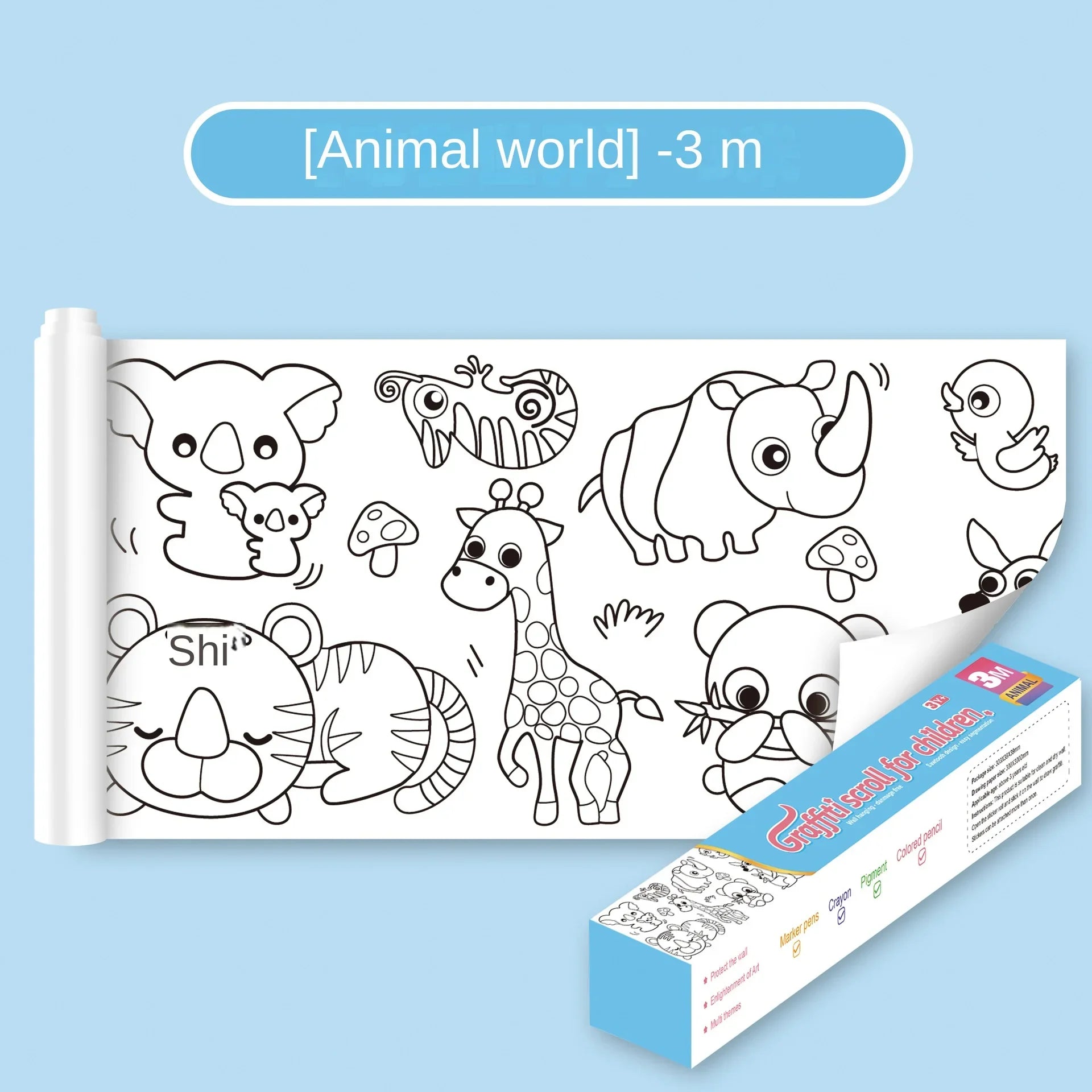 Kids Coloring Paper Roll Sticky DIY Drawing Graffiti Art Color Filling Educational Toys for Children Wall Floor Painting Gifts