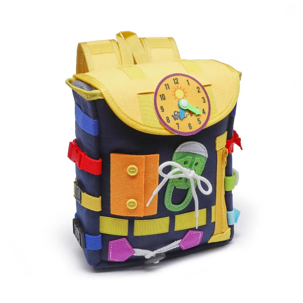Develop Fine Motor Skills & Basic Life Skills with Busy Board Toddler Backpack - Learn To Tie Shoes & More Christmas Gifts
