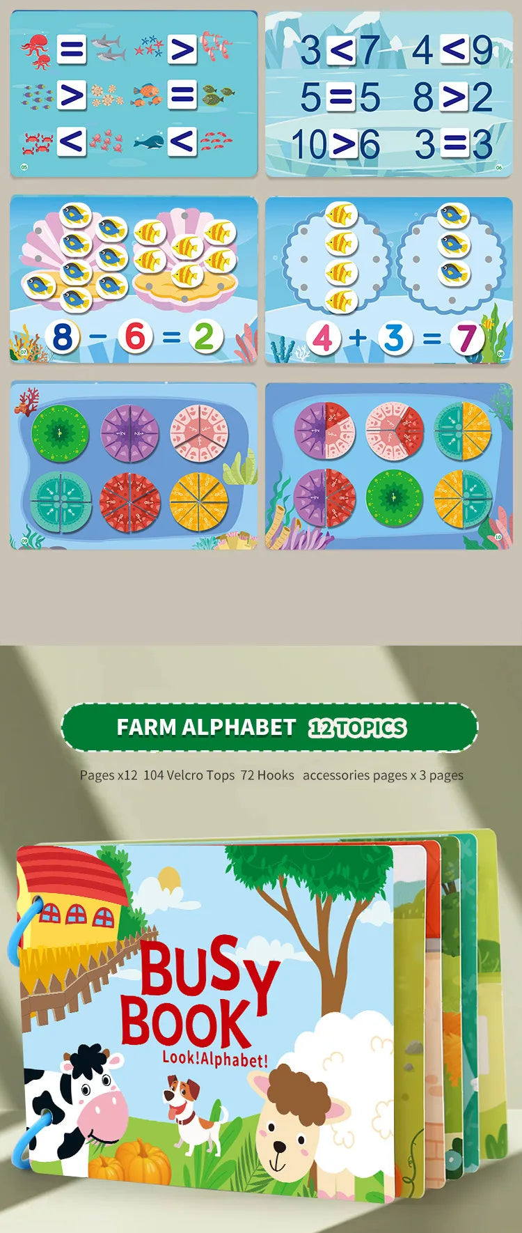 Montessori Baby Busy book My First Quiet Book Paste Early Learning Education Toy Children Toy Matching Montessori Toys for Baby