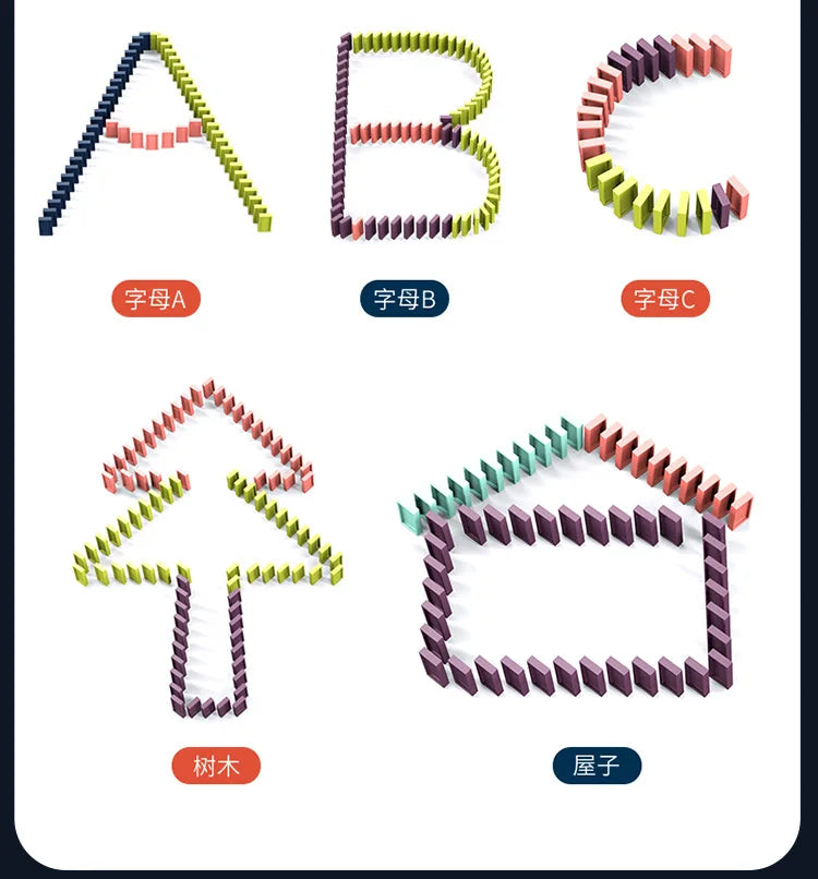 Automatic Laying Domino Train Electric Car Brick Blocks Kits Creative Games Intelligence Educational DIY Toys Kids Birthday Gift