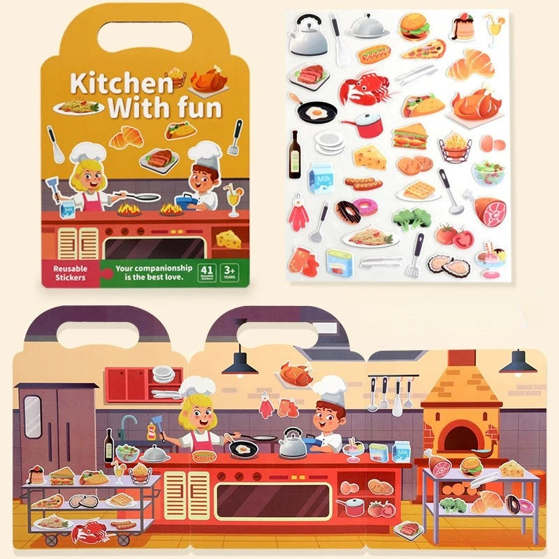 Kids' Reusable DIY Sticker Books Multi-Theme Bubble Sticker Jelly Stickers Portable Montessori Sticker Toy Gifts for Children