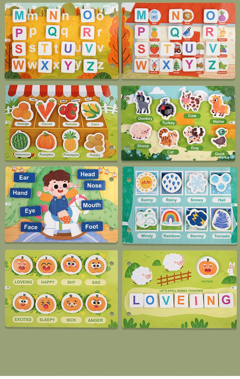 New Montessori Scene Stickers for Children DIY Hand-on Puzzle Reusable Books Cartoon Learning Cognition Toys for Kids Gift