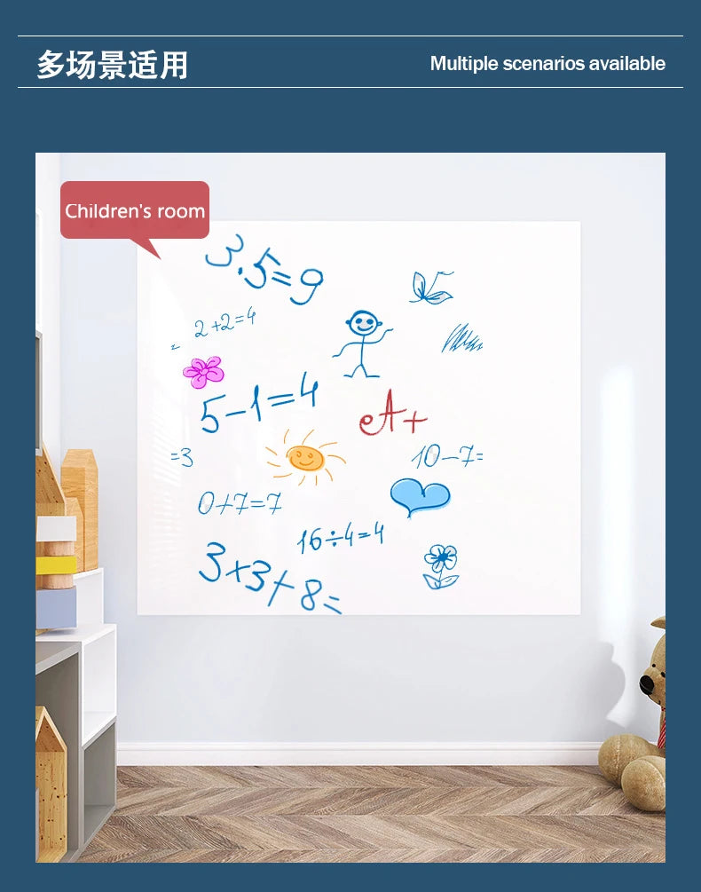 Width: 45CM Reusable Static Whiteboard Adheres To Walls Without Damage Easy To Apply and Remove Dry Eraser White Board