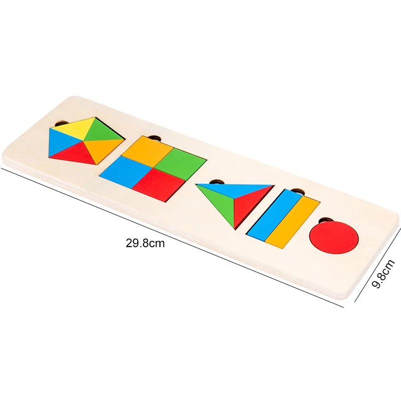 Wooden Puzzle Shape Matching Board Baby Montessori Early Education Toys Wooden Handgrip Board Educational Toys for Children TMZ