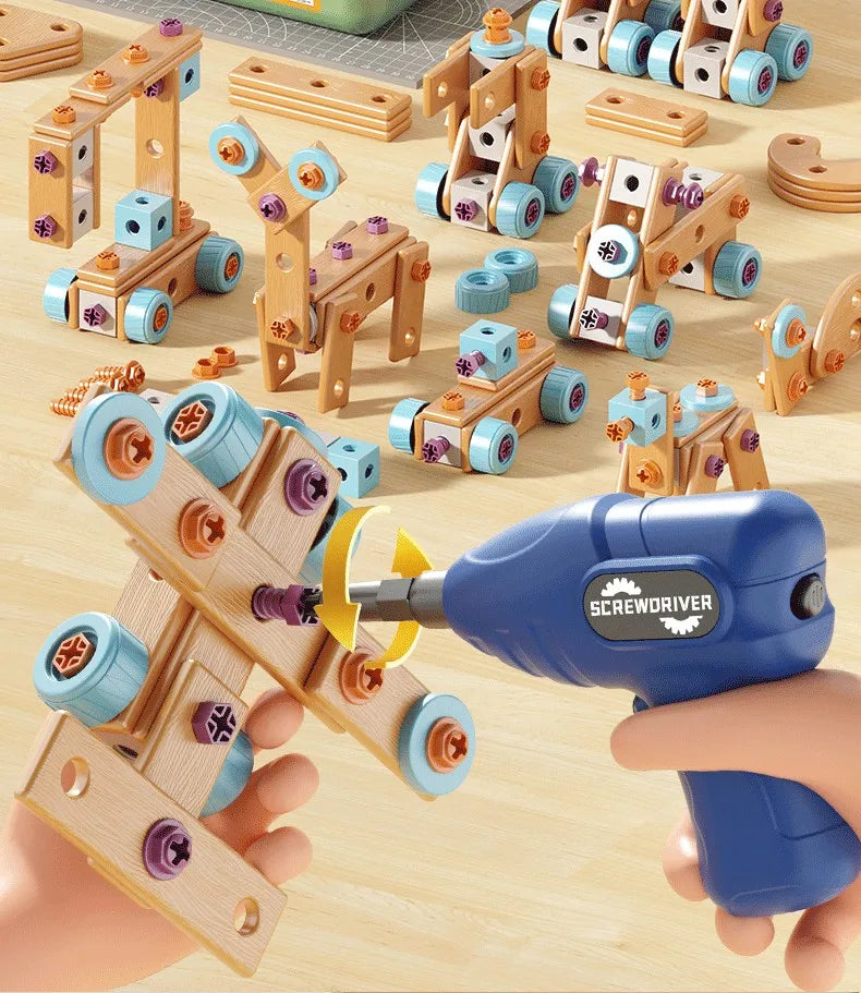 DIY Nut Hand Disassembly Assembly Puzzle Simulated Screwing Toolbox Early Educational Kids Toy Shape Insert Blocks Toys For Boys