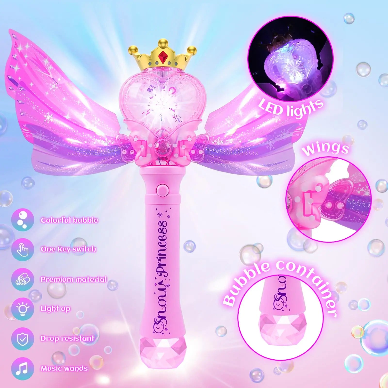 Bubble Wand for Toddlers Bubble Machine Girls Boys Electric heart-shaped Bubble Wand Bubble Maker Bubble Blower Toys Kids Gifts