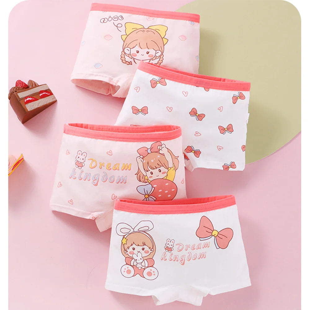 4Pcs Children Underwear Cotton Girls Boxers Briefs Beautiful Cute Princess Cartoon Panties Breathable Kids Underpants For Girls