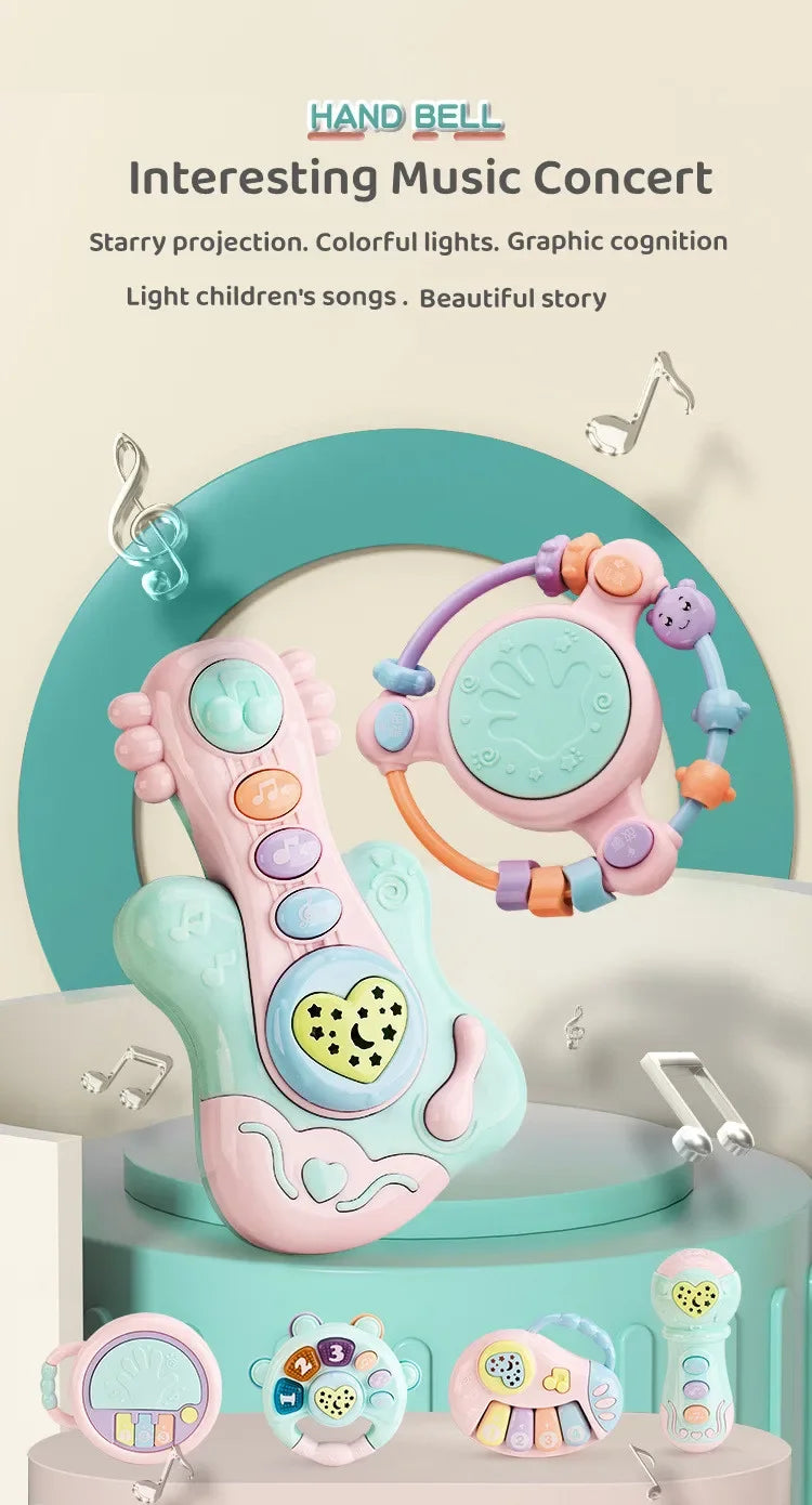 Kids Electronic Music Guitar Toy Multifunction Early Learning Instrument for Children Educational Musical Playset for Ages 3-6