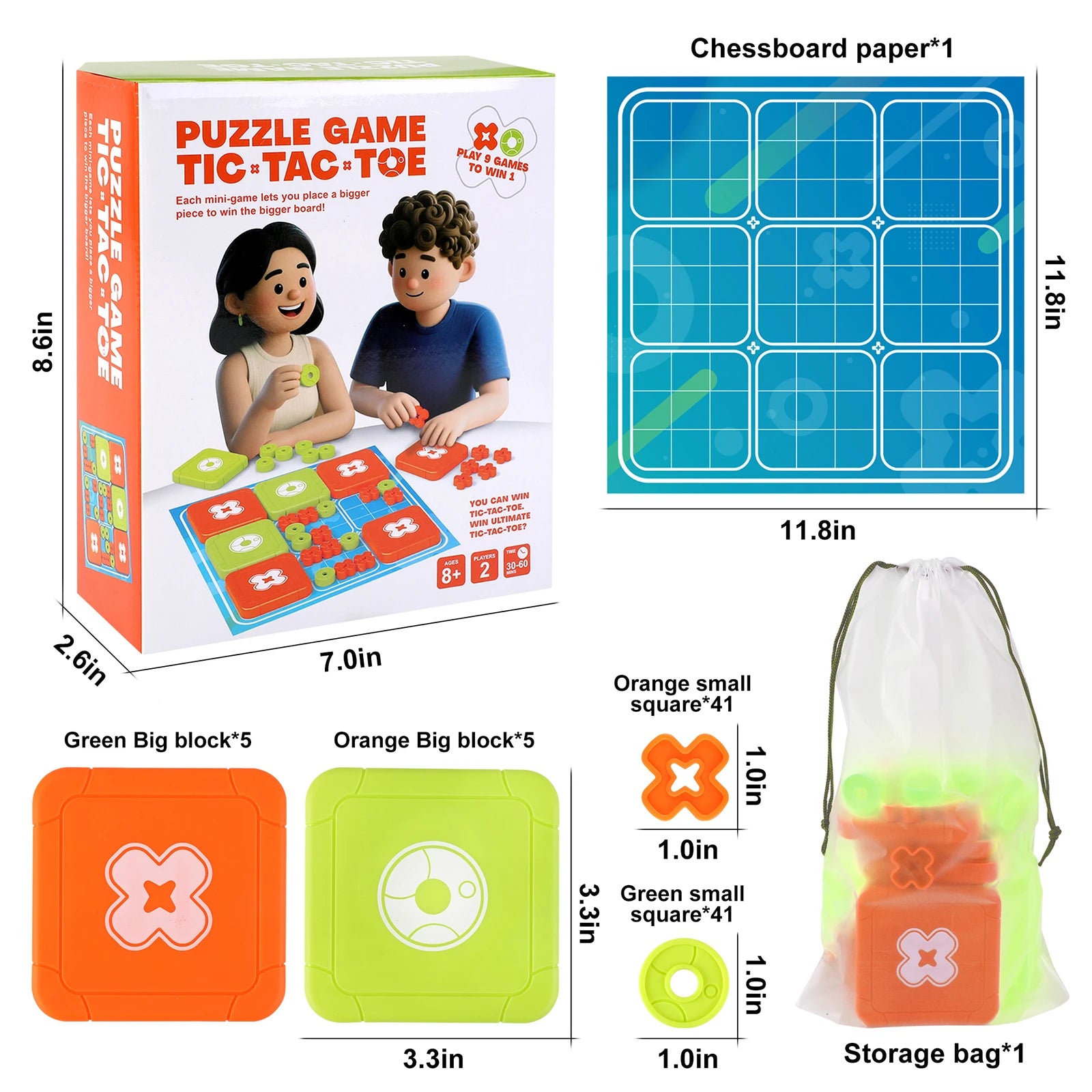 3-in-1 Tic Tac Toe Bolt Game Handheld Puzzle Set Travel-Friendly Great for Christmas Party Games Family Fun Game Night