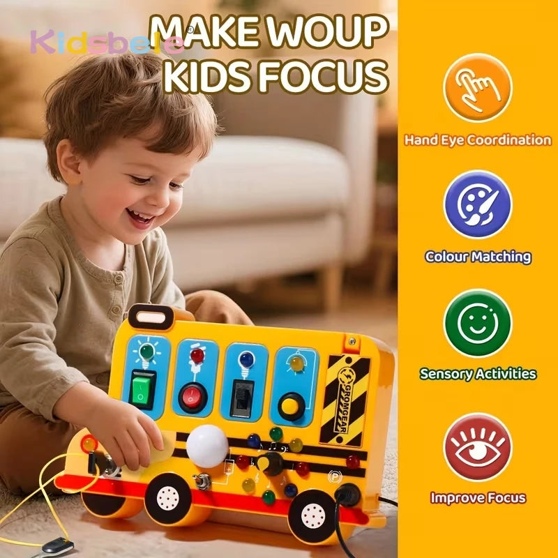 Educational Busy Board Toy for Toddlers,  Montessori Sensory Play Board for Fine Motor Skills and Brain Development