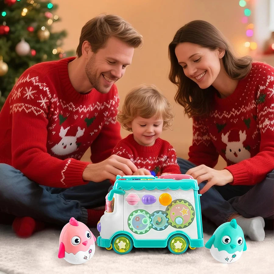 Montessori Educational Toys Baby Musical Bus Toys Educational Musical Learning Toddler for Baby Toddler Activity Bus Toys