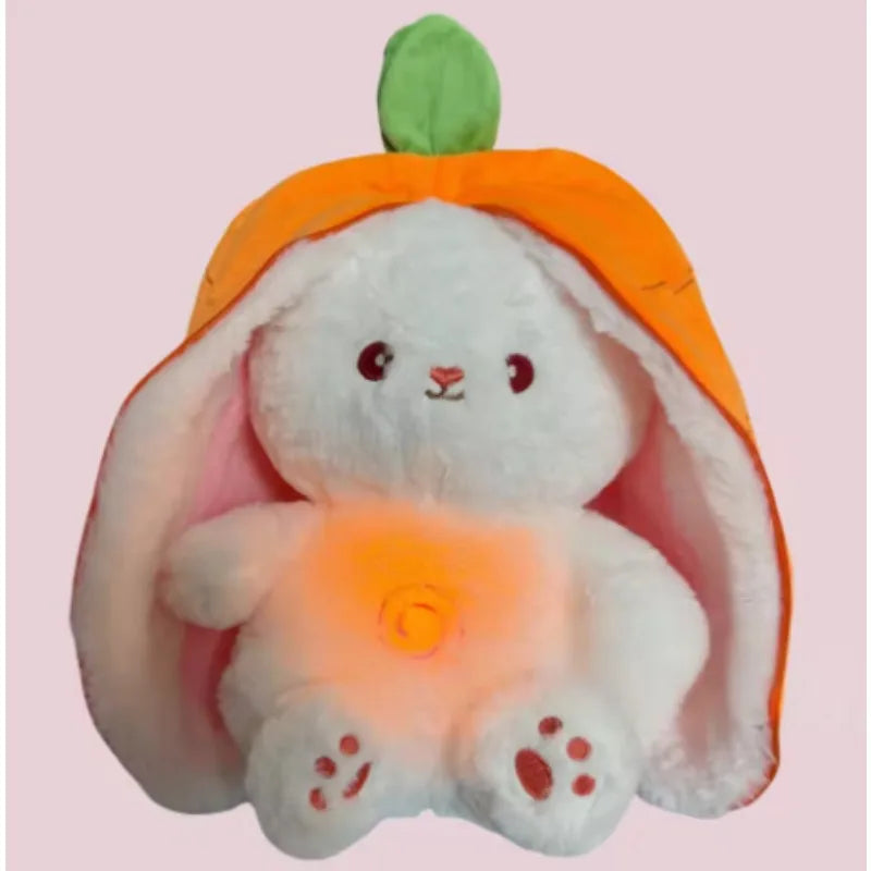 Glowing and Breathing Plush Strawberry Rabbit Stuffed Animals Plush Toy Companion Comfort Cartoon Cute Plush Doll Holiday Gifts