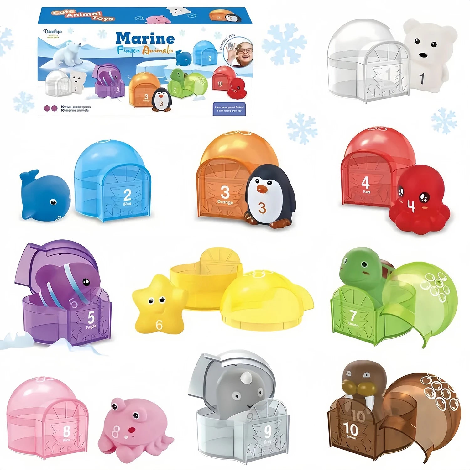 Montessori Farm Train/Surprise Party Set for Toddlers Learning Counting, Matching & Sorting Fine Motor Skills,Preschool Toy Gift