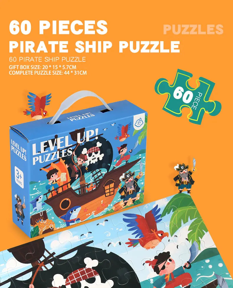 60-piece paper Custom Montessori Kids cartoon puzzle puzzle creative toy puzzle set for kids boys and girls