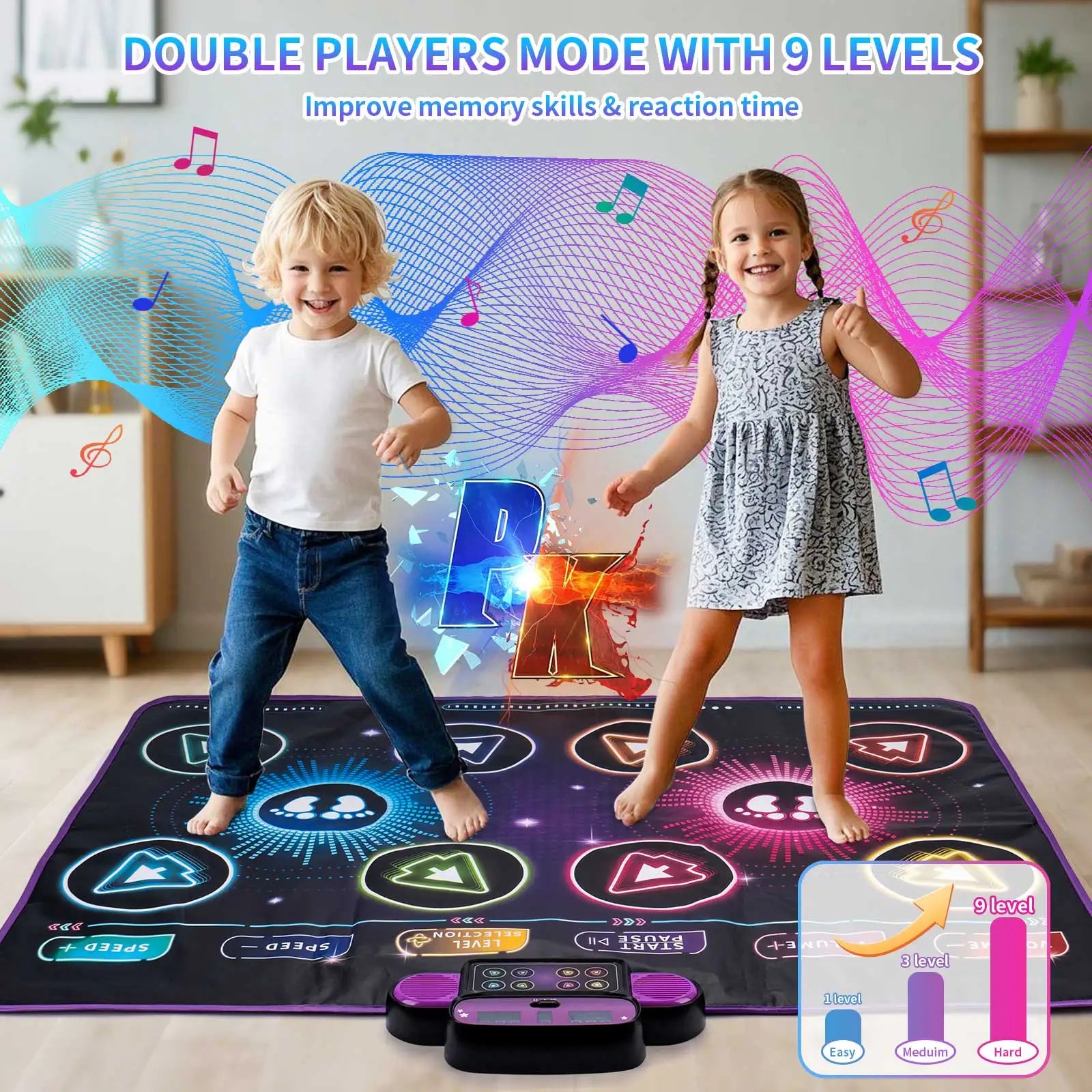 Dancing Blanket Kids Electronic Dance Mat Double Players Mode with 9 Levels Kid Floor Music Blanket Educational Toys Xmas Gifts
