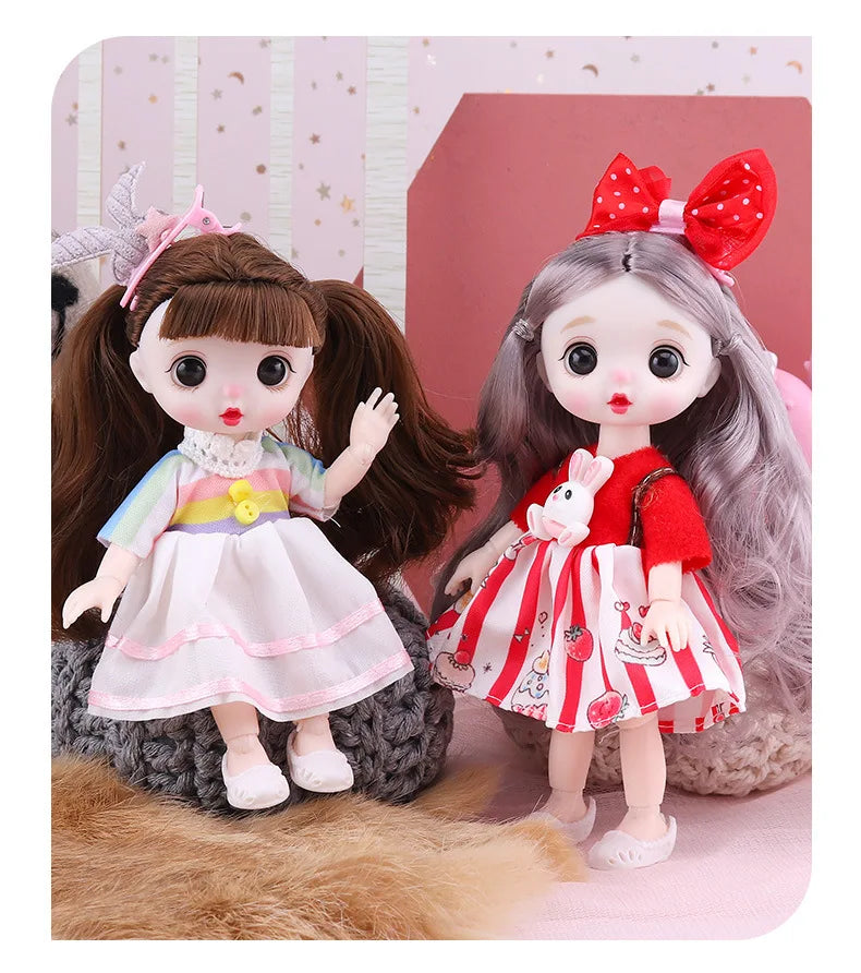 13 Movable Joints Cute Face Realistic Big 17cm BJD Doll Eyeball And Fashion Clothes Suit With Shoes Lolita Princess Doll Toy