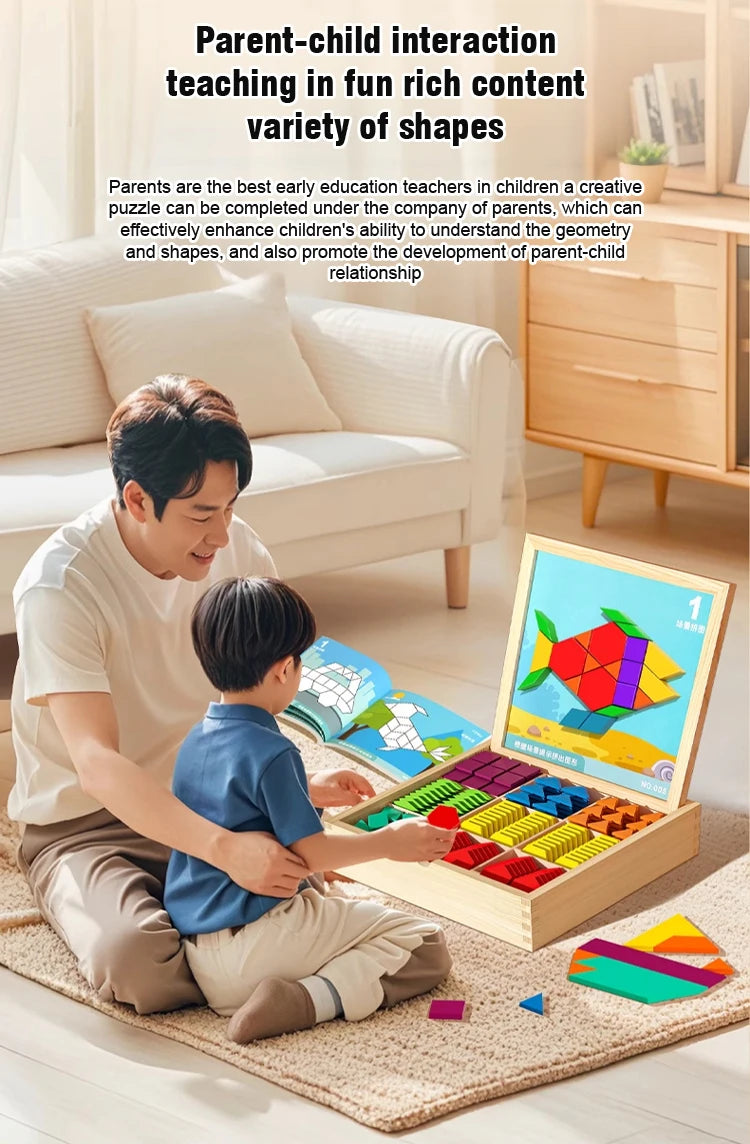 Magnetic Building Blocks Wooden Geometric Puzzle Exercise for Brain Intelligence Development Geometric Thinking Training for 2-8