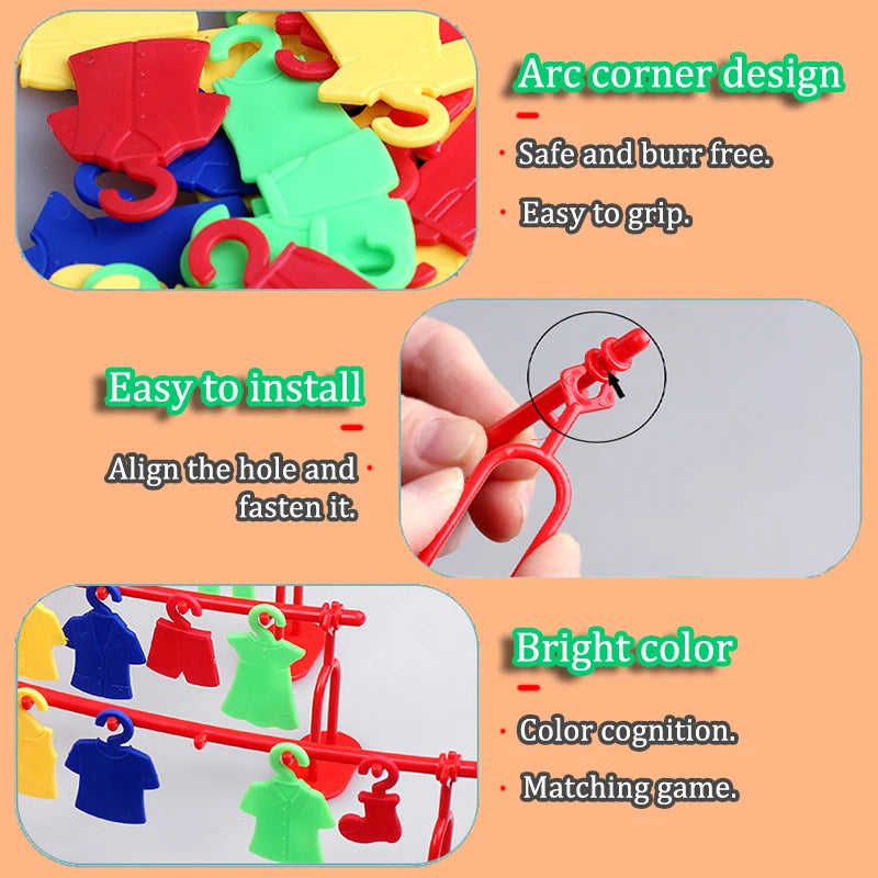 Montessori Color Matching Party Games Educational Toys Logical Thinking Training Clothes Drying Contest Board Game Children Toys
