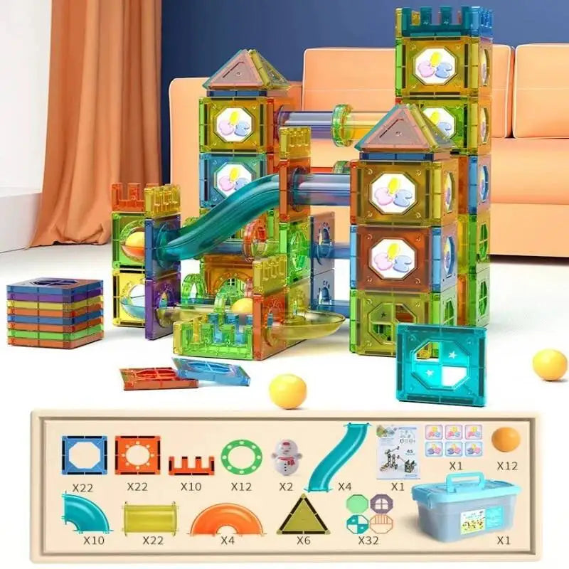 Magnetic Building Blocks Magnet Tiles Marble Run Race Track Blocks Model Construction Set Educational Magnet Toys for Children