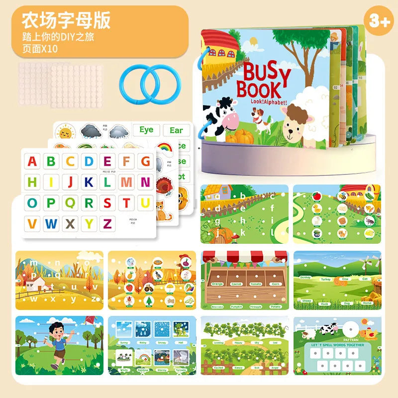Montessori Baby Busy book My First Quiet Book Paste Early Learning Education Toy Children Toy Matching Montessori Toys for Baby