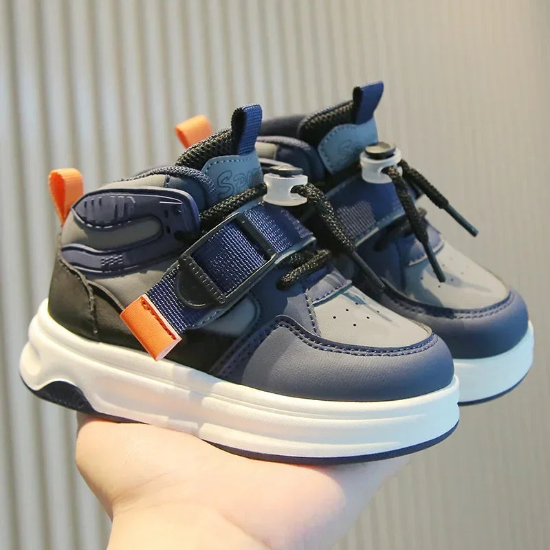 Kid Sneakers 2025 Spring Autumn Boys Causal High Top Sneakers Girls School Versatile Children's Chunky Basketball Shoes Non-slip