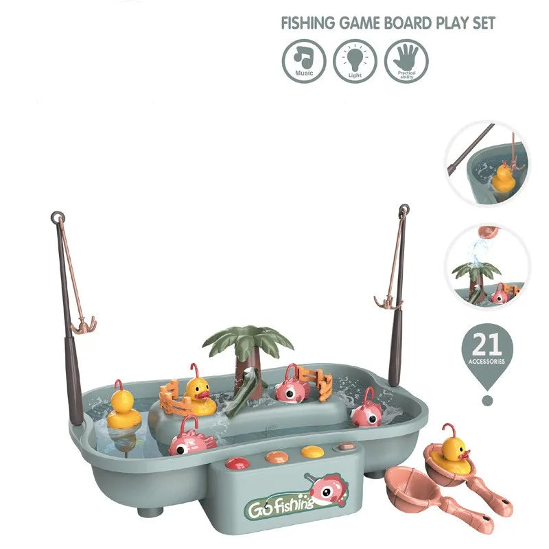 Electric Fishing Toys With Music Lights Water Play Game Music Electric Circulation Fishing Duck Games for Kids