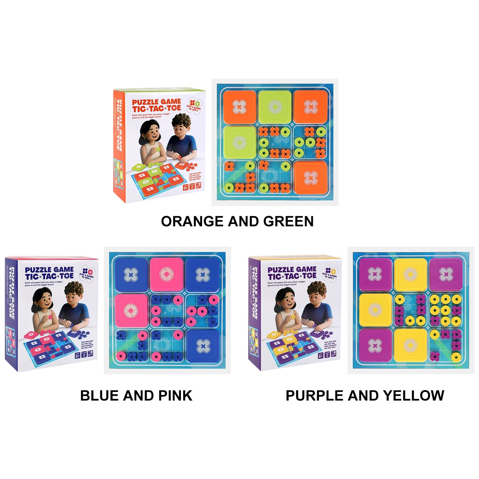 3-in-1 Tic Tac Toe Bolt Game Handheld Puzzle Set Travel-Friendly Great for Christmas Party Games Family Fun Game Night