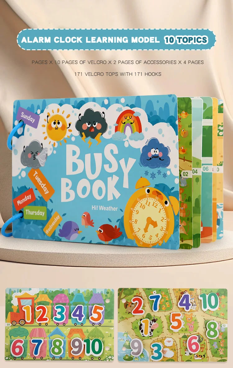 Busy Book for Kids, Animals Vehicles Dinosaurs Stickers, Matching Number & Letter Games, Interactive Learning Activity Book
