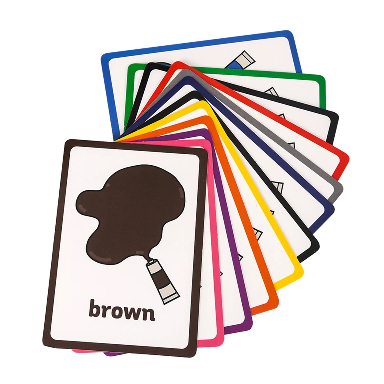 12Pcs Colours Theme English Flash Cards for Kids Baby Double Side Montessori Educational Learning Card Teaching Aids
