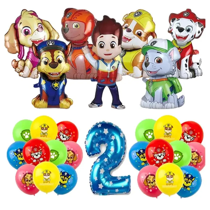 Paw Patrol Birthday Decorations Paw Patrol Tableware Plates Cups Balloons Banner Backdrop Cake Toppers Gift Bags Party Supplies