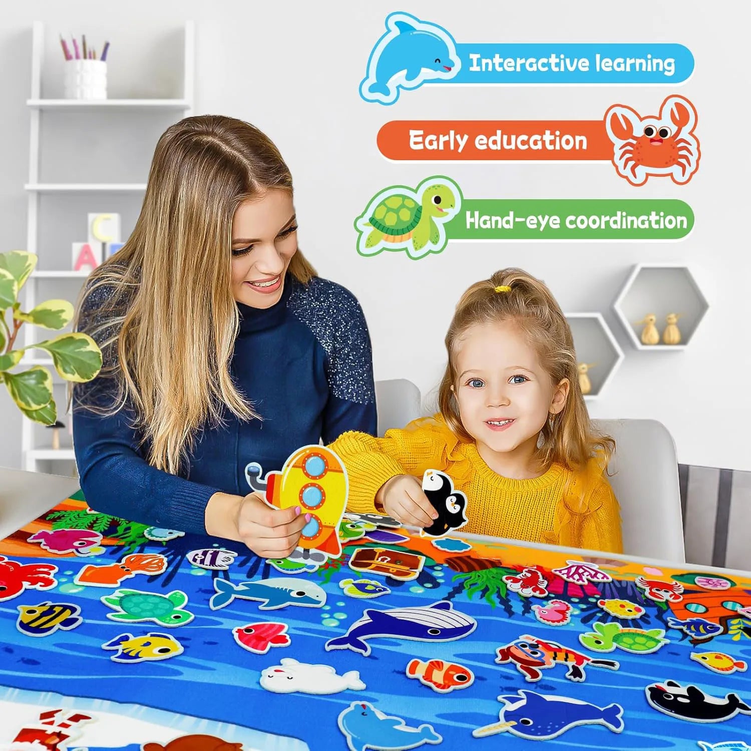 Ocean Felt Story Board Toys Farm Animals Early Learning Storytelling Flannel Board Classroom Educational Interactive Play Kit