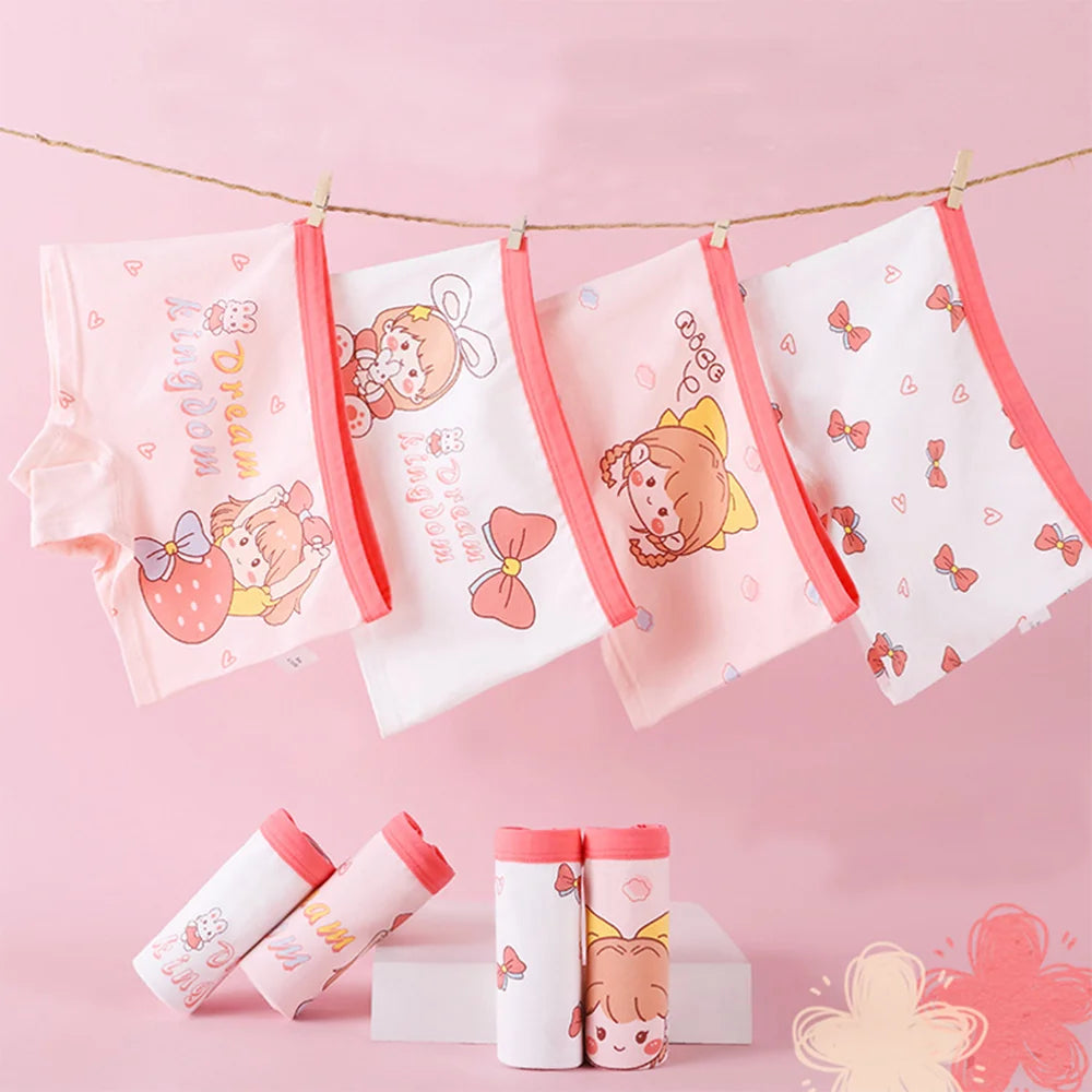 4Pcs Children Underwear Cotton Girls Boxers Briefs Beautiful Cute Princess Cartoon Panties Breathable Kids Underpants For Girls