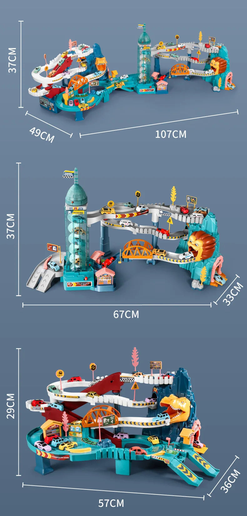 Lion Theme Car Track For Children Diecasts Holiday Gifts Birthday Hot Wheels Kids Educational Race Toys Racing Rail Cars