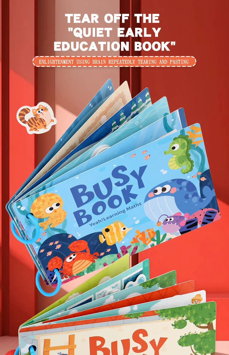 New Montessori Scene Stickers for Children DIY Hand-on Puzzle Reusable Books Cartoon Learning Cognition Toys for Kids Gift