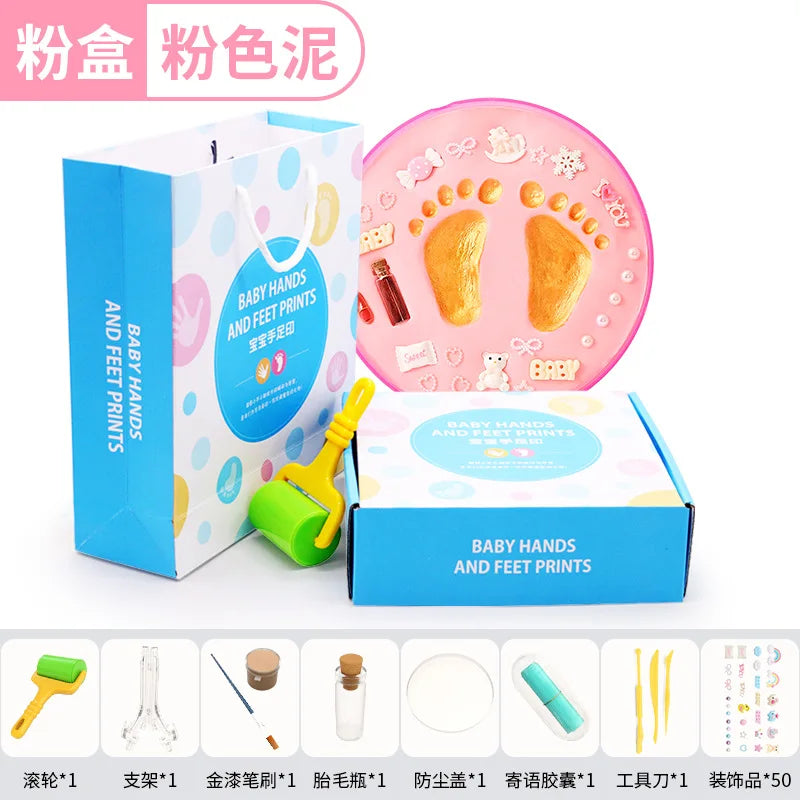 Baby Children's Hand and Foot Printing Mud Creative Diy Baby 100 Day Full Moon Gift First Year Souvenir