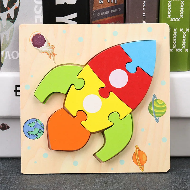 Baby High Quality 3D Wooden Puzzles Educational Cartoon Animals Early Learning Intelligence Puzzle Game Toys for Children
