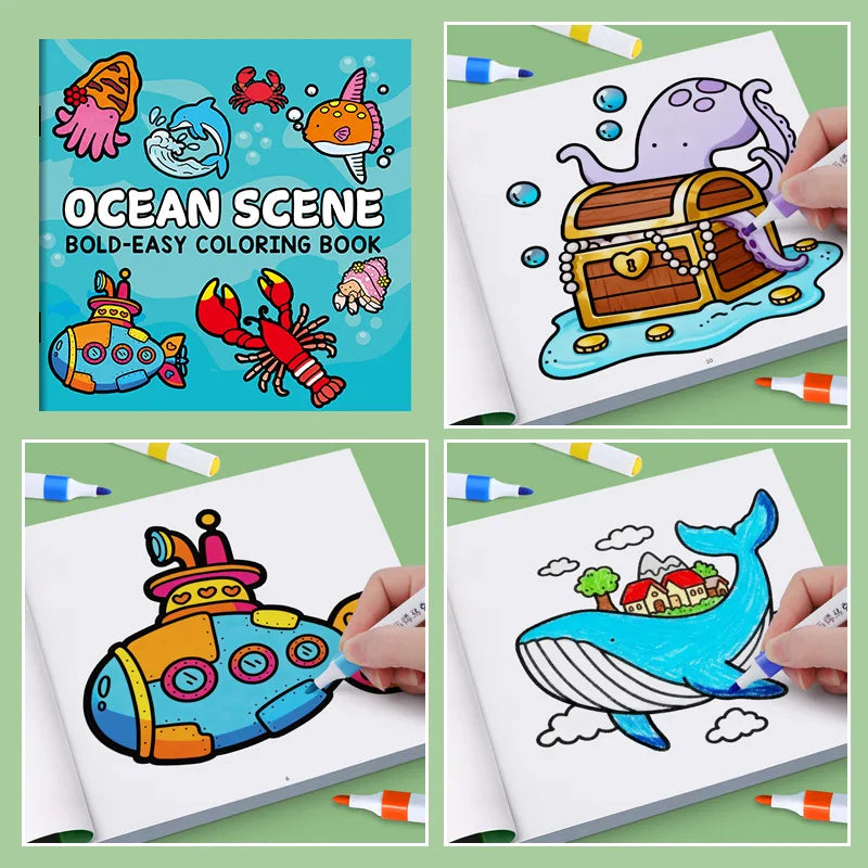 24 Page Fun Coloring Book, Warm Moments for Girls, Creative Entertainment, Fantasy Illustrations, Hand Drawn Art Drawing Book