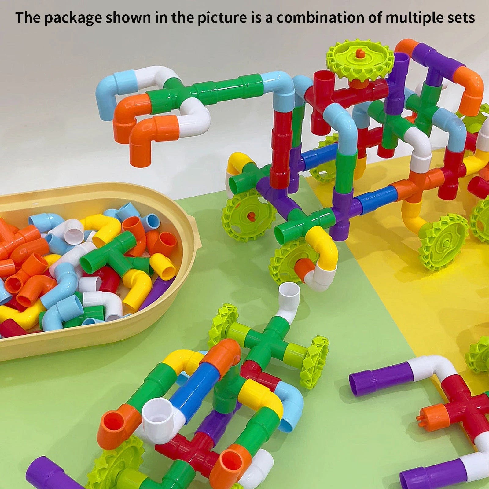 Children'S Pipe Building Blocks Toy Assembly Water Pipe Stacking Wood Beneficial Wisdom Male And Female Plastic Splicing Toy