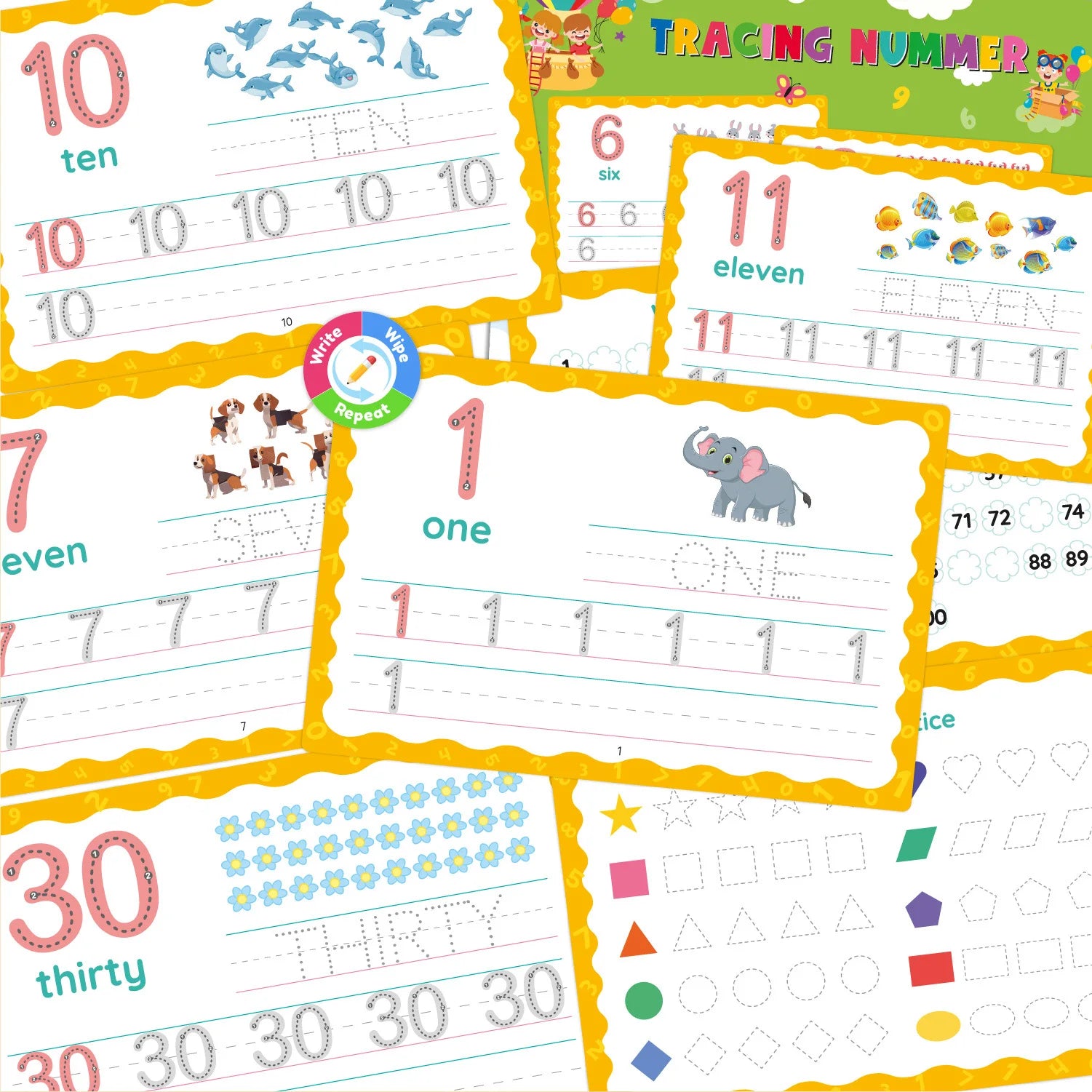 Children's Montessori Early Education Handwriting Exercise Book Reusable Word Writing Practice with Pen Training Card