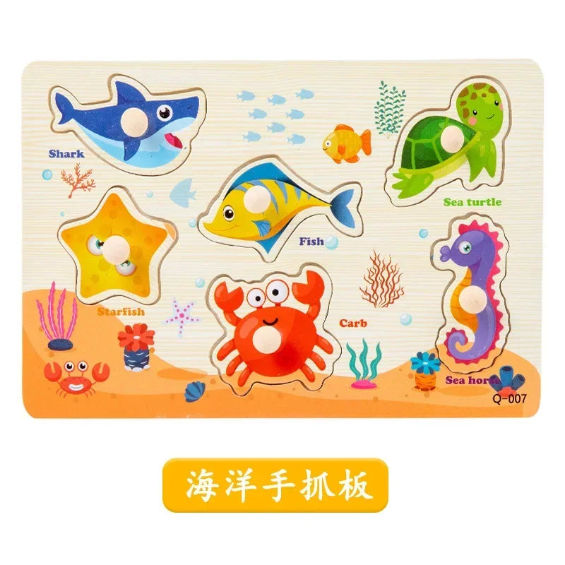 Wooden Puzzles for Toddlers Montessori Baby Learning Alphabet Number Shape Puzzle Toys Kids Educational Matching Board Wood Game