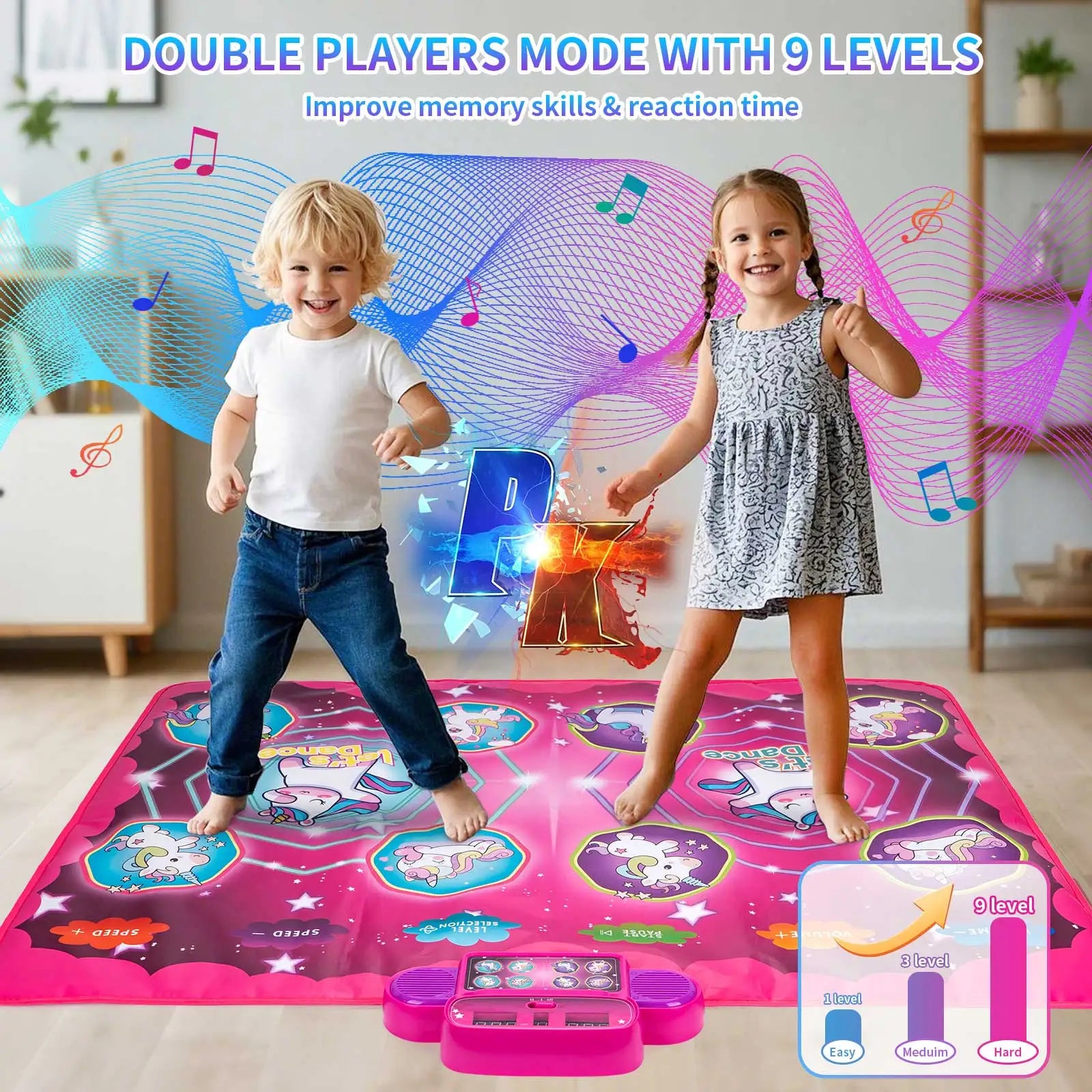 Dancing Blanket Kids Electronic Dance Mat Double Players Mode with 9 Levels Kid Floor Music Blanket Educational Toys Xmas Gifts