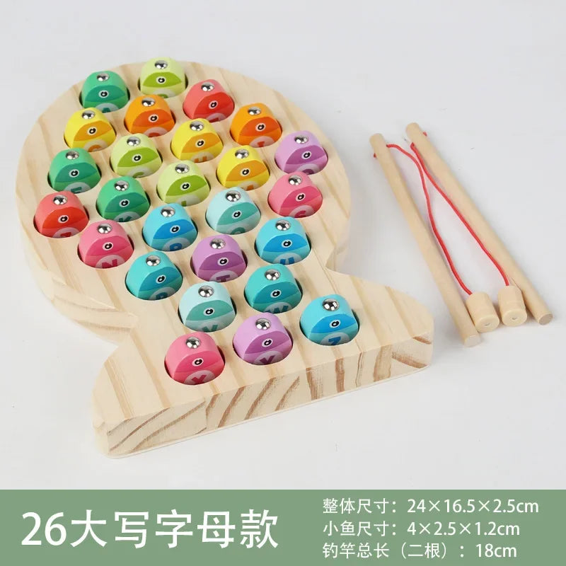Wooden Children Fishing Toys Baby Montessori Early Education Toys Kids Ability Training Game Toddler Number Alphabet Learning
