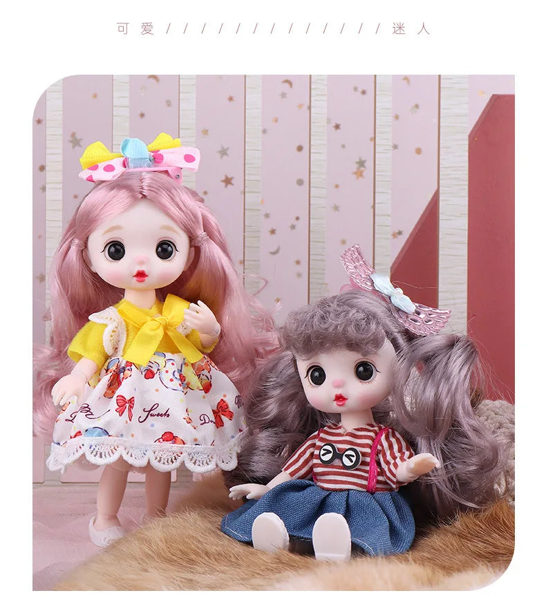 13 Movable Joints Cute Face Realistic Big 17cm BJD Doll Eyeball And Fashion Clothes Suit With Shoes Lolita Princess Doll Toy