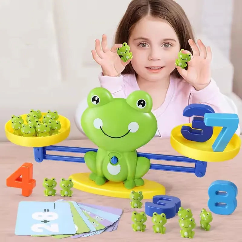 Children's Montessori Math Toy Funny Frog Scale Balance Toy Early Education Number Learning Puzzle Toys Teaching Material Gift