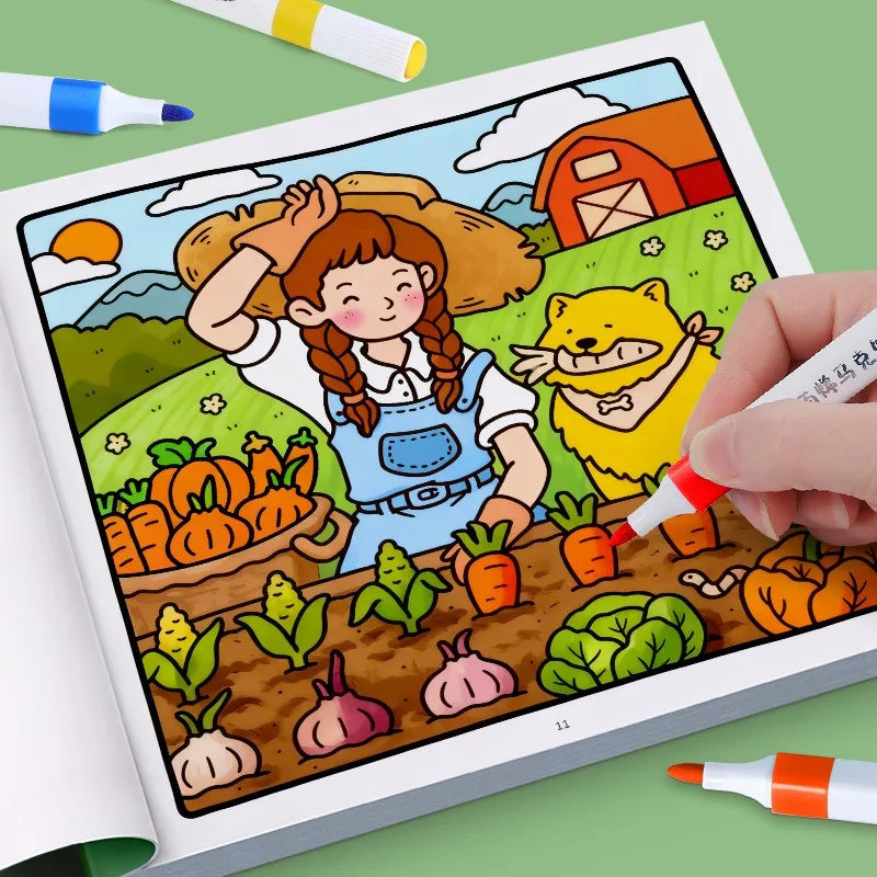 24 Page Fun Coloring Book, Warm Moments for Girls, Creative Entertainment, Fantasy Illustrations, Hand Drawn Art Drawing Book