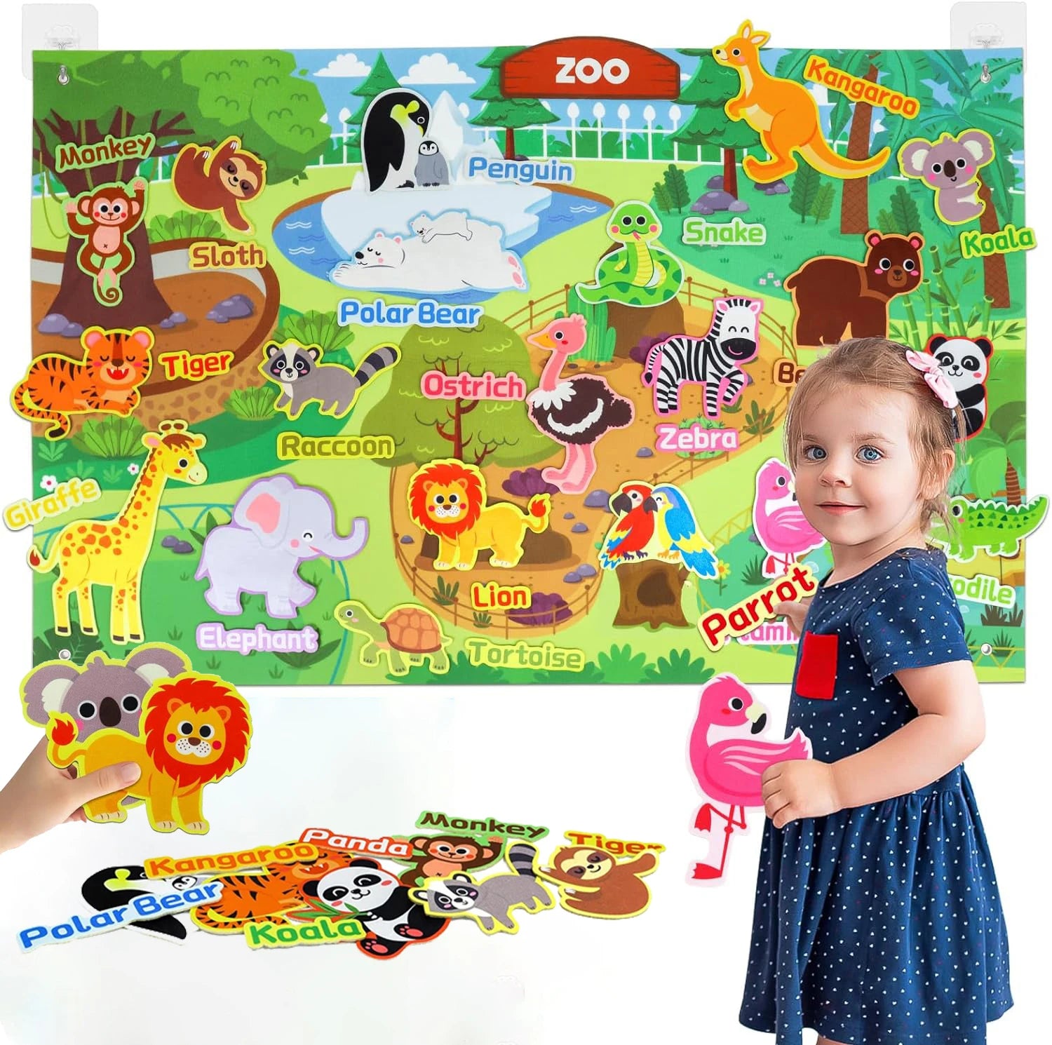 Zoom Animal Felt Story Board Montessori Early Learning Toy Themed Storytelling Flannel Toys Interactive Game Wall Hanging Gifts