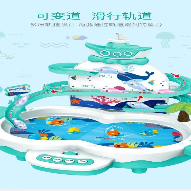 Children's electric fishing toy multi-functional track magnetic levitation music baby education early parent-child interaction