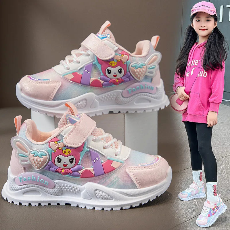 2025 New Kids Running Shoes Breathable Mesh Lightweight Casual Sneakers for Boys Girls Princess Cartoon Design