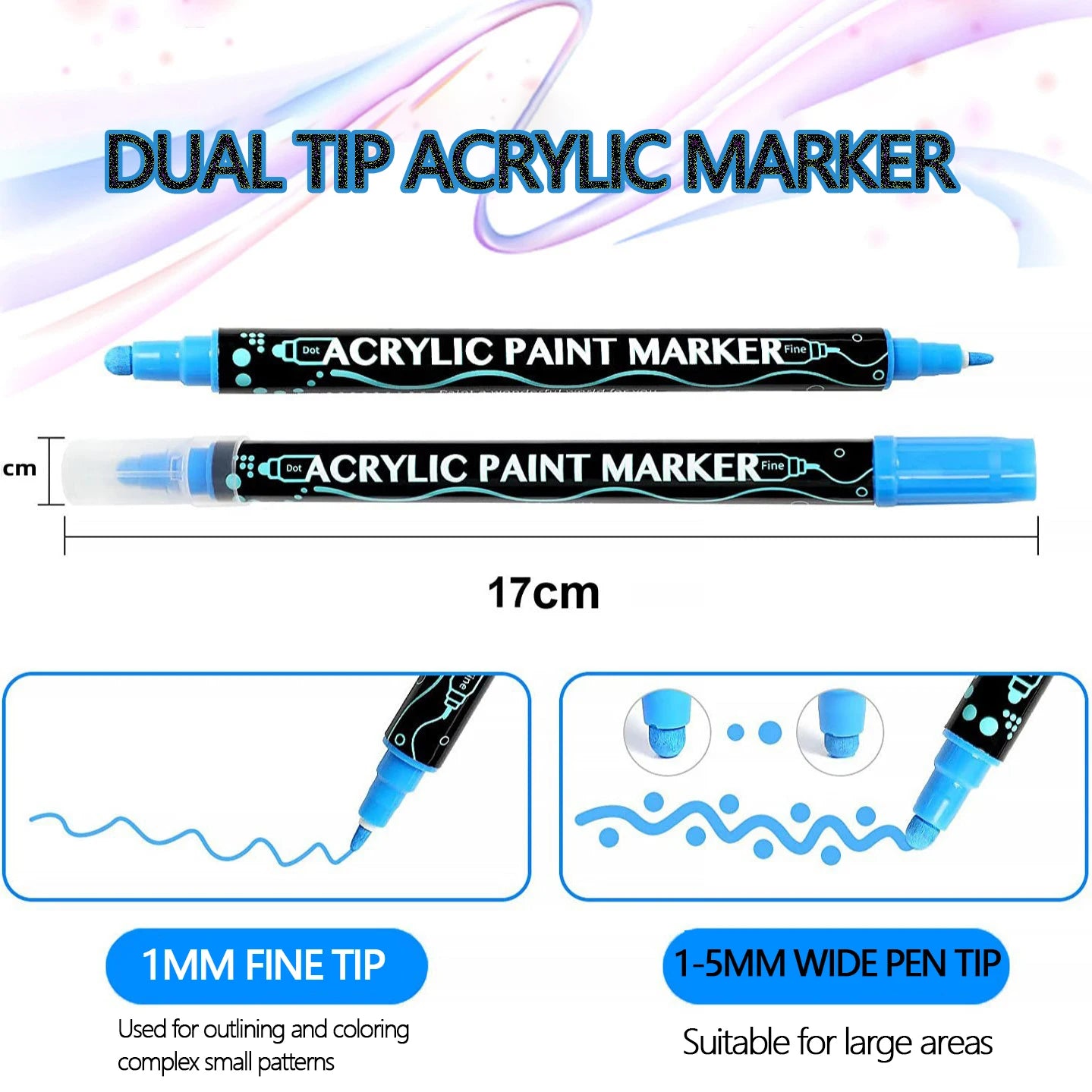 12/24/36/26/48/60 Colors Dual Tip Acrylic Paint Pen Markers for Wood Canvas Stone Rock Painting Glass Ceramic Surfaces DIY Craft